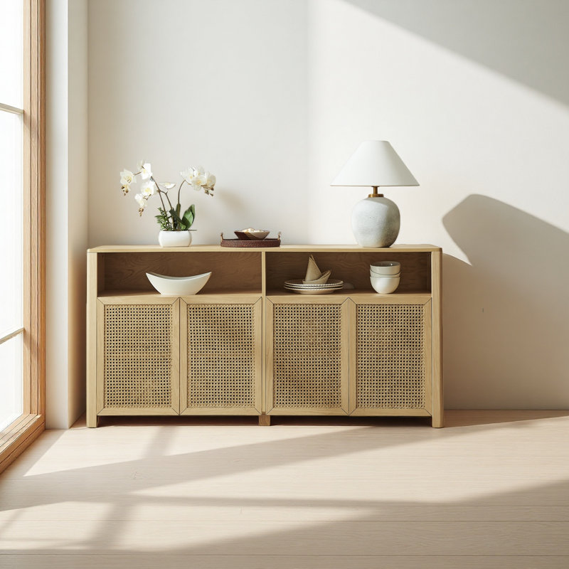 Armoire buffet 63 po Mid-Century, Naturel