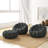 Kayi 48.43" Upholstered Pumpkin-shaped Club Accent Compression Chair With Ottoman(set Of 2), No Assembly Required-112510843