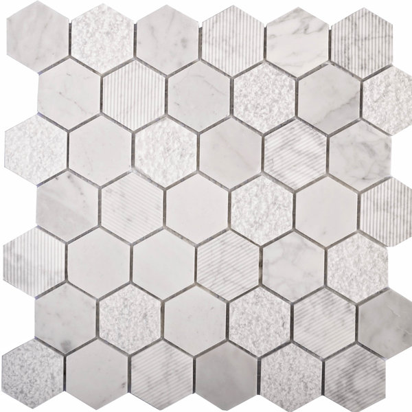 Apollo Harbor 12" x 12" Marble Honeycomb Mosaic Wall & Floor Tile