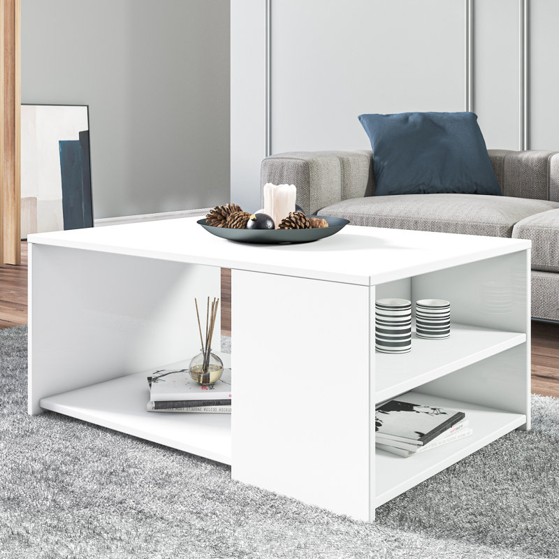 Table basse avec rangement Adalicia, Blanc