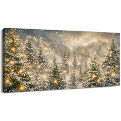 Tableau sur toile « Noël en forêt », impression de pin enneigé en hiver, 40 x 80 cm