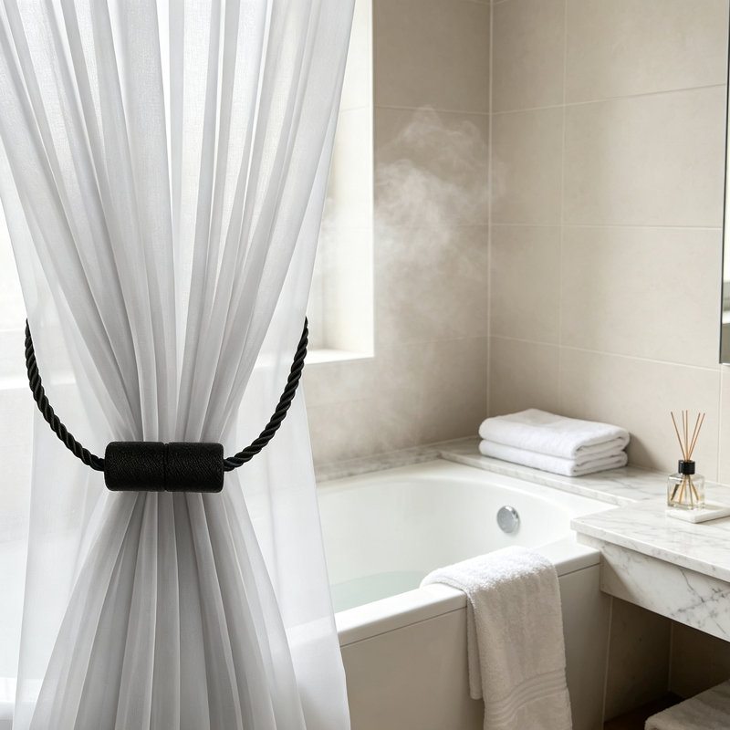 Natural Fabric Curtain Holdback/Tieback, Black