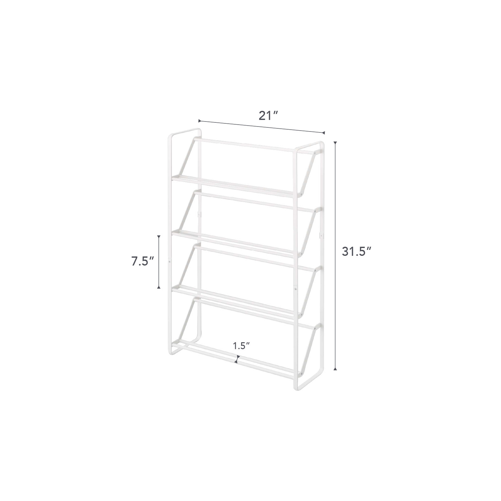 Yamazaki Home Slim Shoe Rack, Steel, Holds 8 to 12 shoes, White