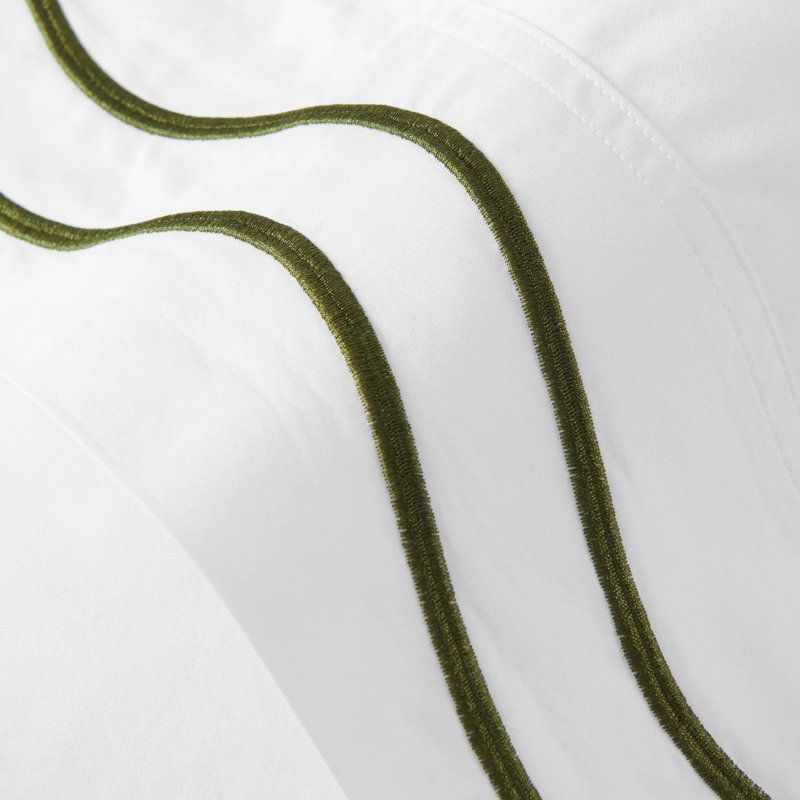 Ensemble de draps 100% coton, Olive Green White, Ensemble de draps pour lit très grand californien