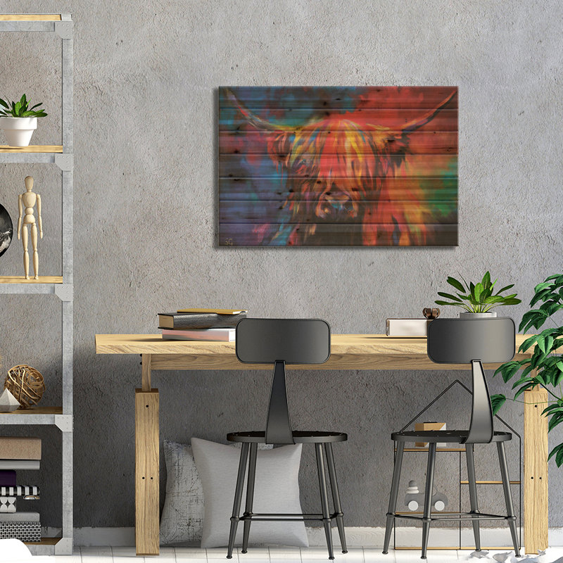 «Highland Cow» par Sue Gardner, impression graphique, H 18 po x l 26 po x P 1,5 po