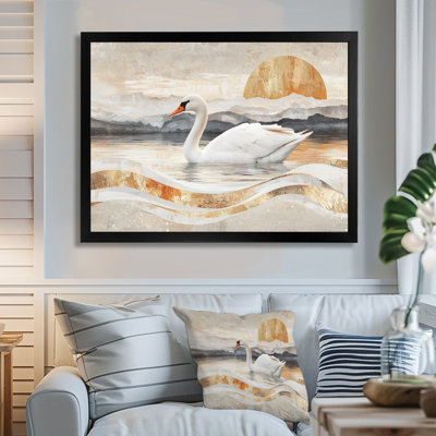 Dominesha Sunset Swan Reflections Of Elegance II - Swans Wall Art