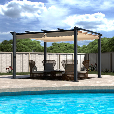 Pergola d'extérieur en aluminium avec auvent Veikous