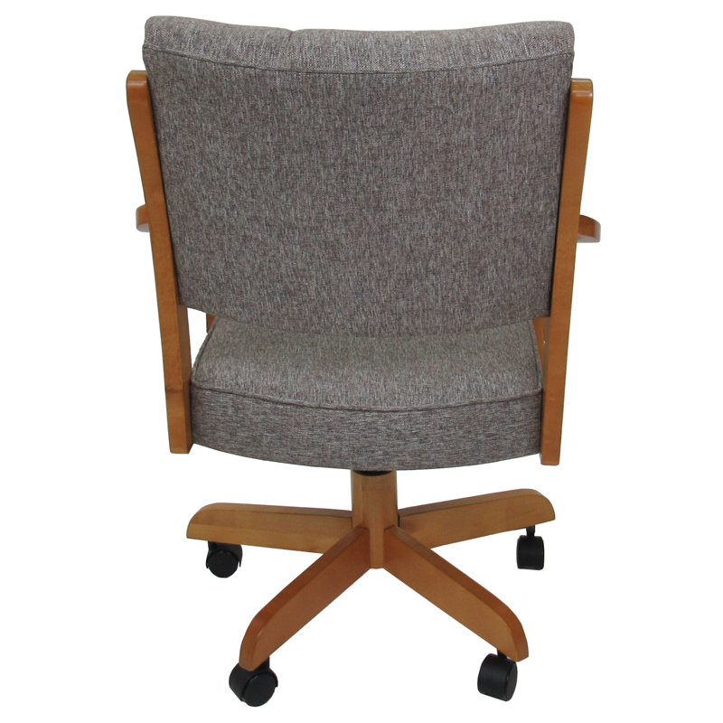 Evteka Dining Caster Chair with Arms, Mojave Gray, Honey