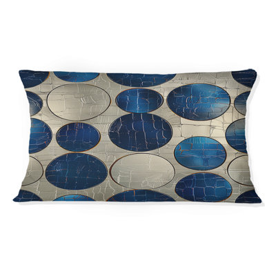 Coussin bleu Midcentury Circles II - Midcentury