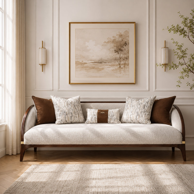 Houston Sofa - Pebble/Walnut