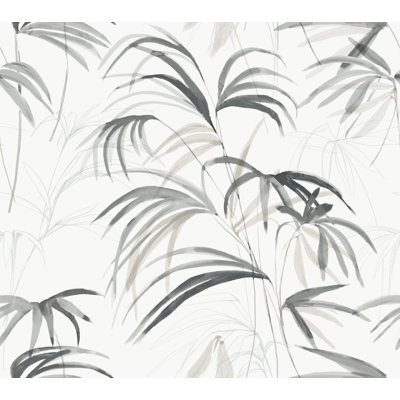 Inky Warm Neutral Palms Wallpaper