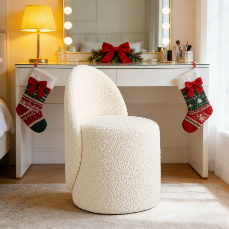1pc, Dressing Stool, Bedroom Simple Backrest, Dressing Table, Non Rotatable Makeup Chair For Home Use, Dressing Room, Dressing Stool