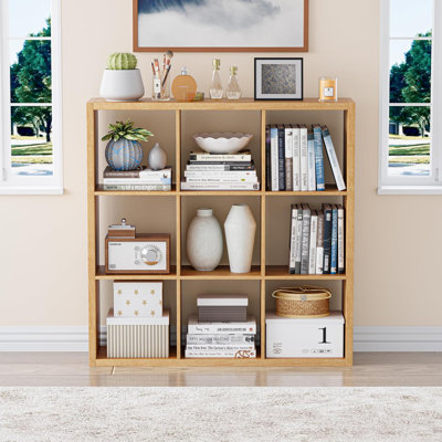 9-Cube Bookcases, Wooden Storage Organizer Bookcase, Display Shelf for Living Room Bedroom Office