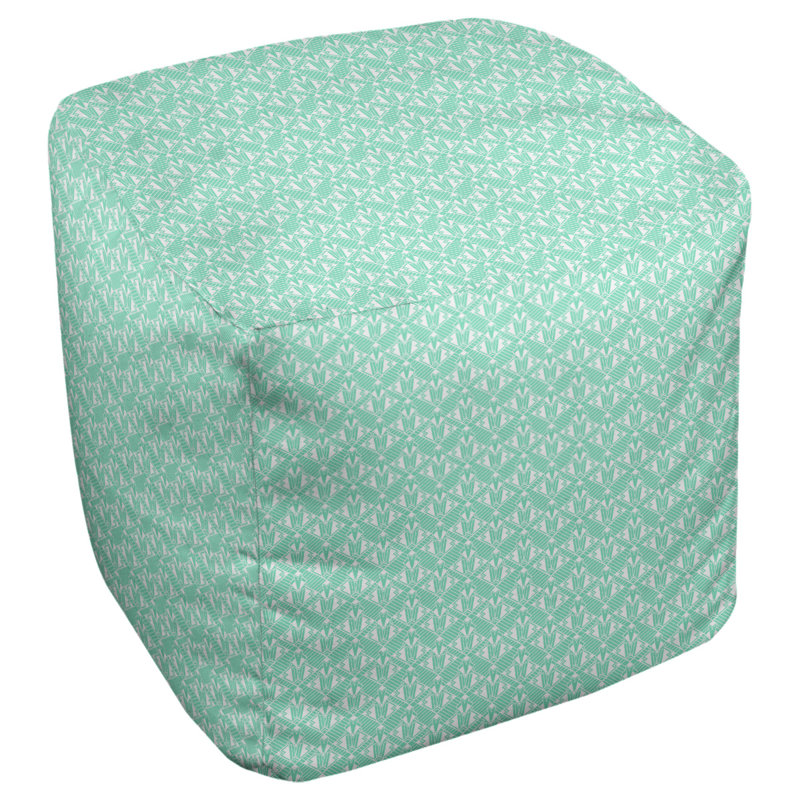 Repose-pieds cubique dégradé art déco Avicia, H 19,5 po x L 117 po x P 20 po, Vert / Sarcelle