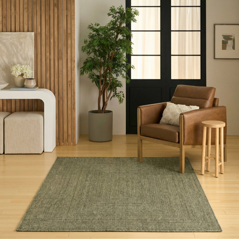 Cascio Geometric Indoor/Outdoor Area Rug, Rectangle 6' x 9', Olive