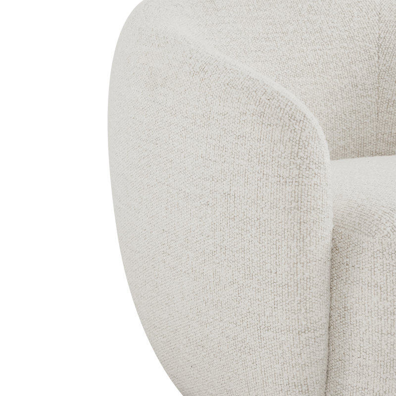 Fauteuil d'appoint pivotant moderne avec dossier moulant et base en métal, rotation à 360 °, Polyester perle