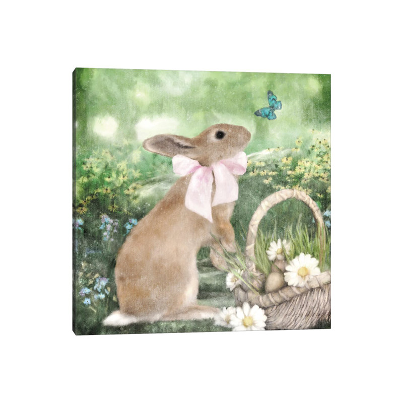 Spring Bunny And Basket by Katrina Jones - Wrapped Canvas Print, 30.48 cm H x 30.48 cm W