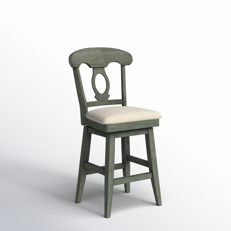 Tabouret de bar et de comptoir pivotant Fortville, Sauge antique, Tabouret de comptoir (siège d'une hauteur de 25,8