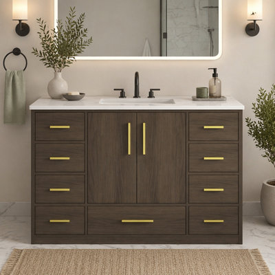 48" Bathroom Vanity. Abundant Storage Cabinet -2 Soft close doors and 9 drawers