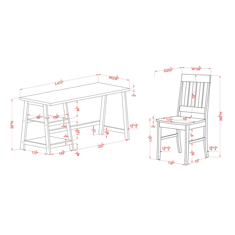 Ensemble de bureau d'écriture avec chaises ouvertes Kendon, Blanc