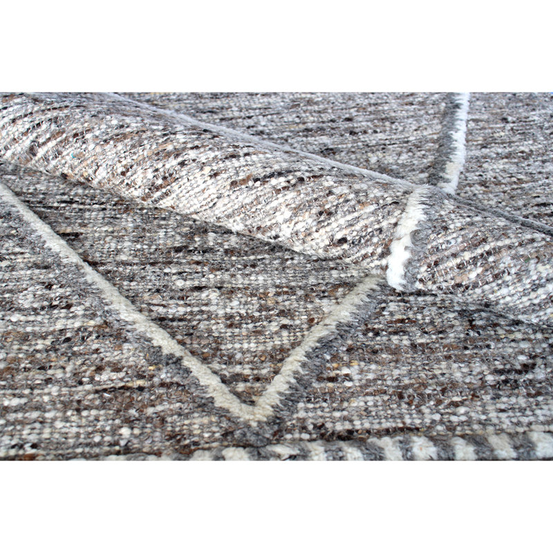 Tapis brun et gris marocain de haute qualité noué à la main, Rectangle 8 pi x 10 pi