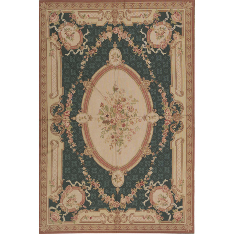 Fine Needlepoint Wool Oriental Area Rug