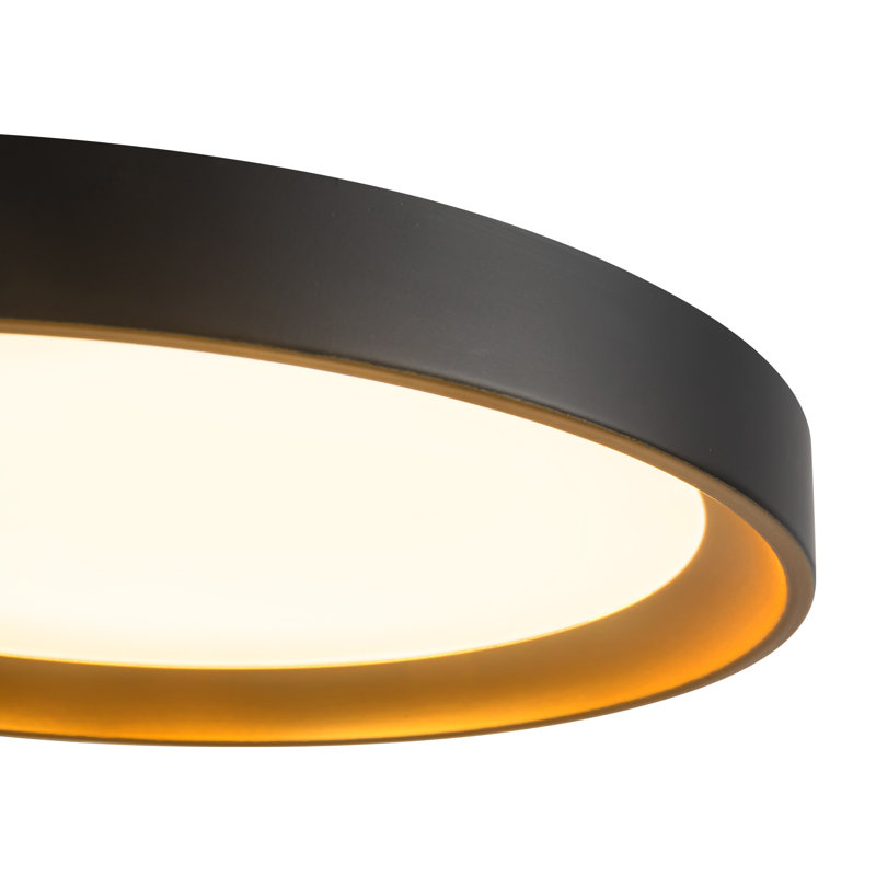 Nix 12-in Black dimmable LED Flush Mount, Matte Black/Gold