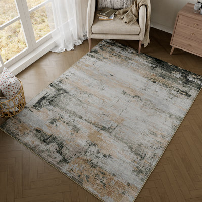Elroy Modern Abstract Machine Washable Area Rug with Non-Slip Backing