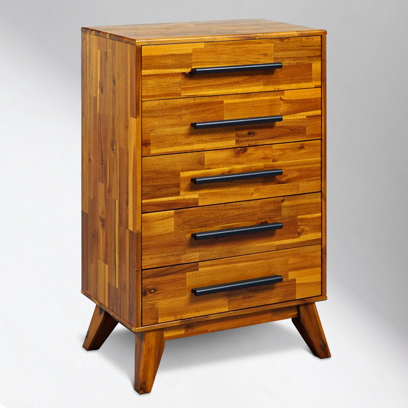 Commode 5 tiroirs Millwood Pines Linea, Caramel