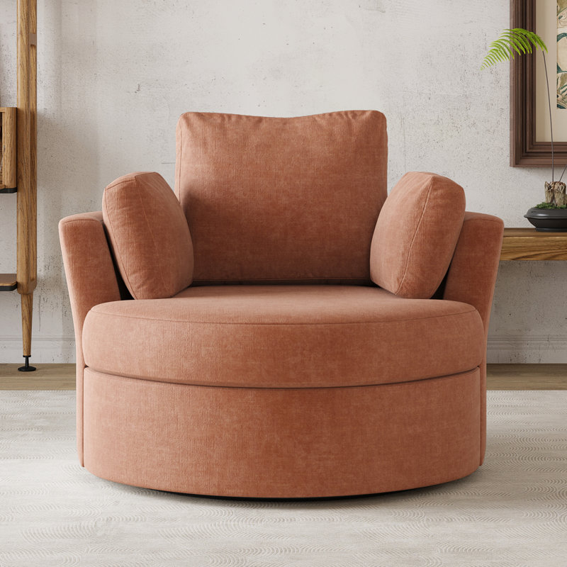 42.1" Wide Slipcovered Swivel Barrel Chair, Orange