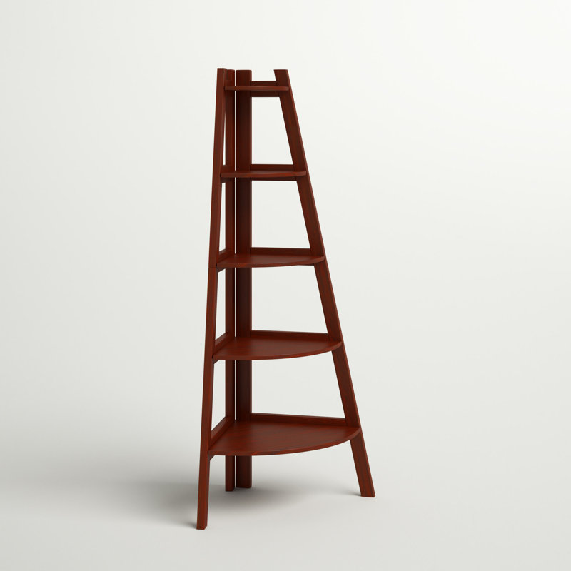 Husby 63.5"H X 26"W Corner Bookcase, Cherry