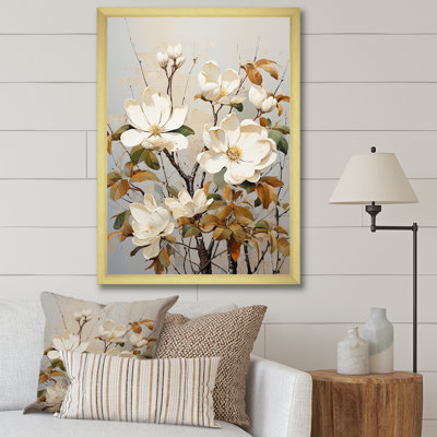 Mélodie douce de magnolia beige sur toile