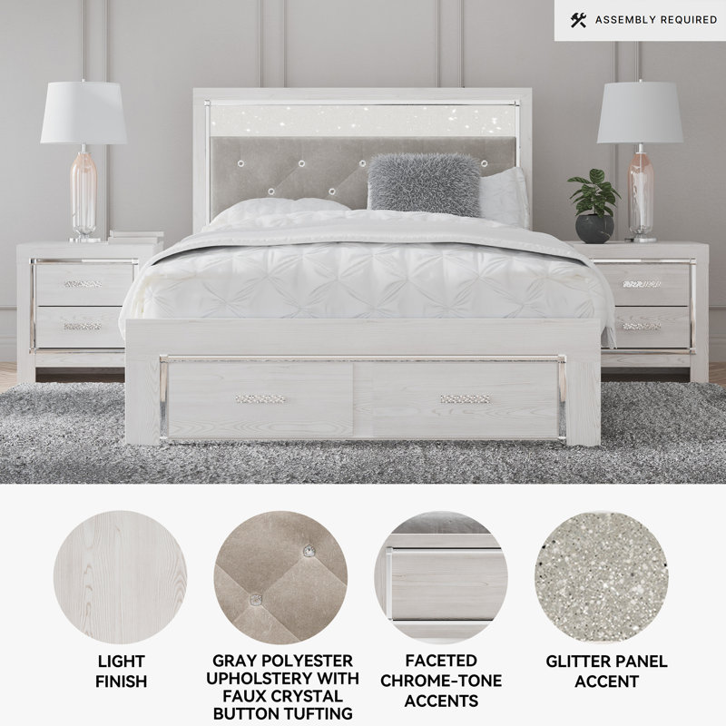 Beamond Upholstered Panel Storage Bed, Queen