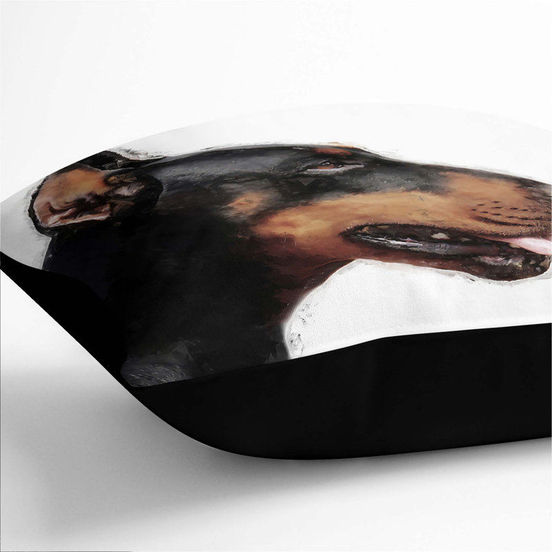 Magnificent Doberman Cushion with Filling, 55cm H x 55cm W x 20cm D, Black