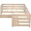 Lit simple en forme de L naturel - Structure et plateforme de rangement supplémentaire pour économiser de l'espace de style moderne