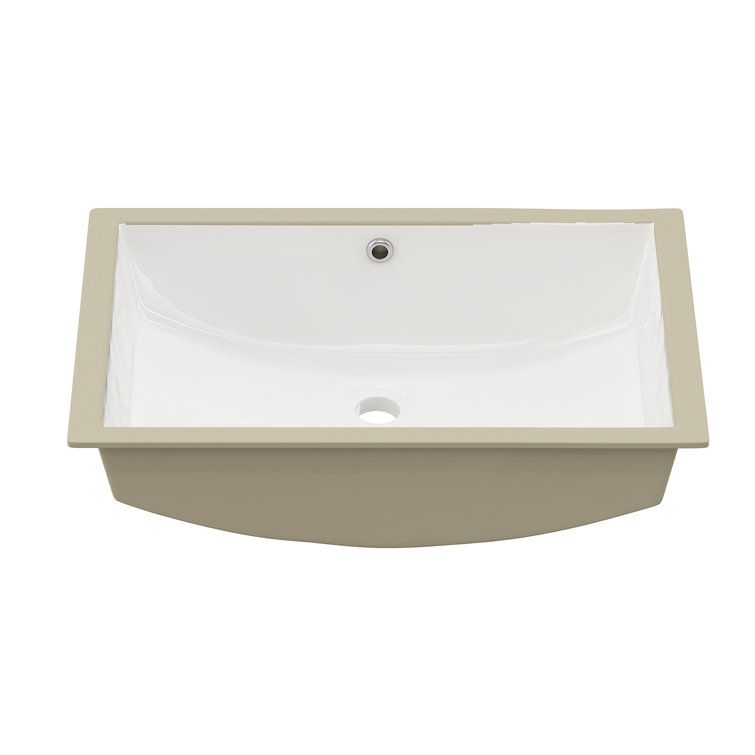 TOBILI 15.75'' White Ceramic Rectangular Bathroom Sink with Overflow