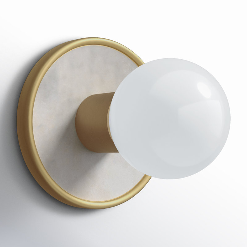 Rocha Dimmable Bath Sconce, No, White Alabaster/Natural Aged Brass