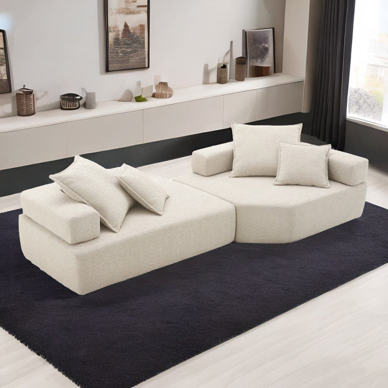 Canapé modulaire Ermajean, Tissu beige