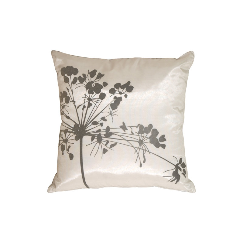 Coussin décoratif fleur Carlea, Blanc / Gris