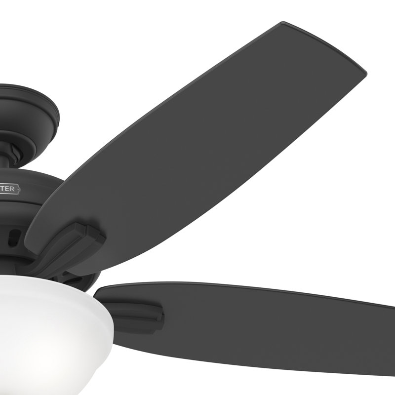 52" Newsome 5 - Blade Standard Ceiling Fan with Pull Chain and Light Kit Included, Matte Black