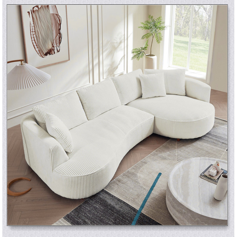 Luxueux canapé modulaire rembourré en velours côtelé avec méridienne droite, parfait pour la vie moderne et les sièges confortables