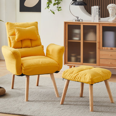 Ancel Upholstered Linen Lounge Chair