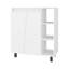 Garde-manger autoportant blanc avec rangement intégré et surface pour micro-ondes, armoire à 2 portes, 3 tablettes latérales, idéal pour la salle à manger, conception moderne, fabrication de panneau de particules, ouverture profonde de 16,28 po