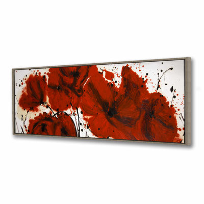 Abstrait champ de fleurs rouges - Toile encadrée pour la décoration intérieure