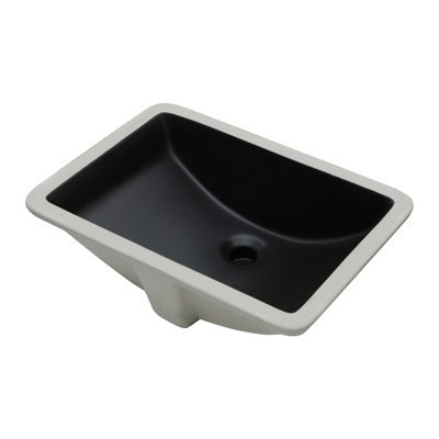 20"L*14"W*8"H Black Bathroom Sink Ceramic Undermount Sink