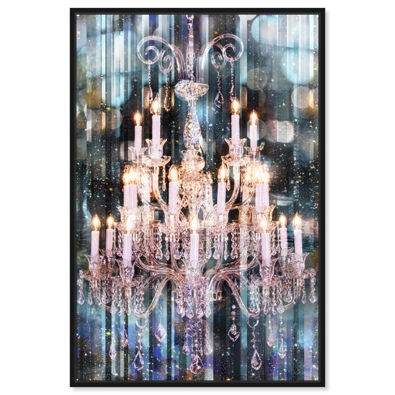 Fashion and Glam Diamond Covered Eyes Chandeliers - reproduction sur toile, H 45 po x l 30 po, Cadre flottant noir