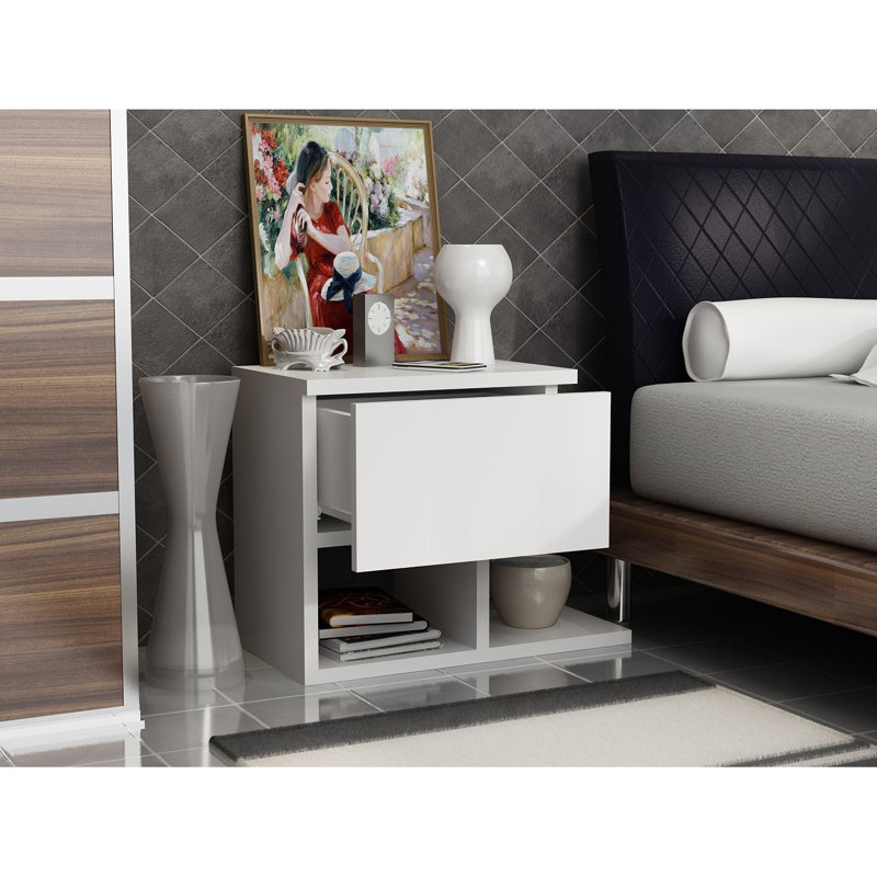 Carpentier 46.8cm W Manufactured Wood Bedside Table