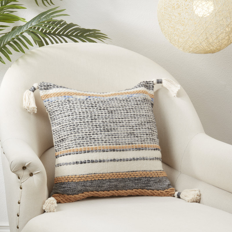 Housse de coussin décoratif à franges colorées