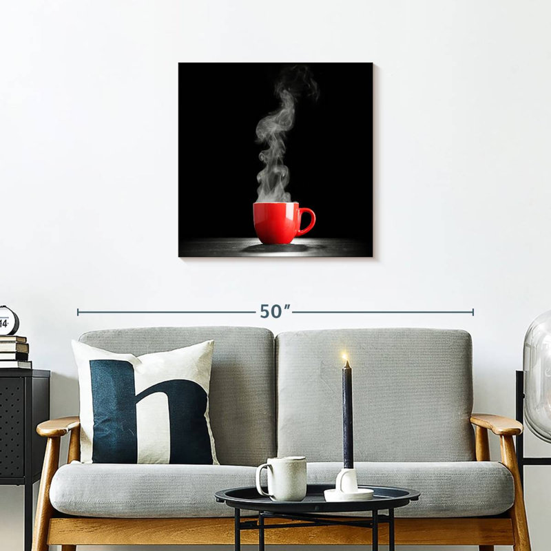 Yarlin fumant une tasse de café, H 24 po x l 24 po