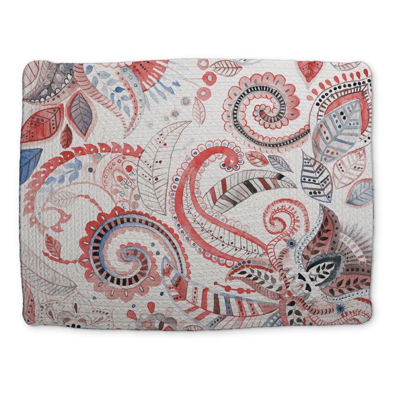 Paisley Pattern Blue Braided Polyester Placemat for Bedroom Decor